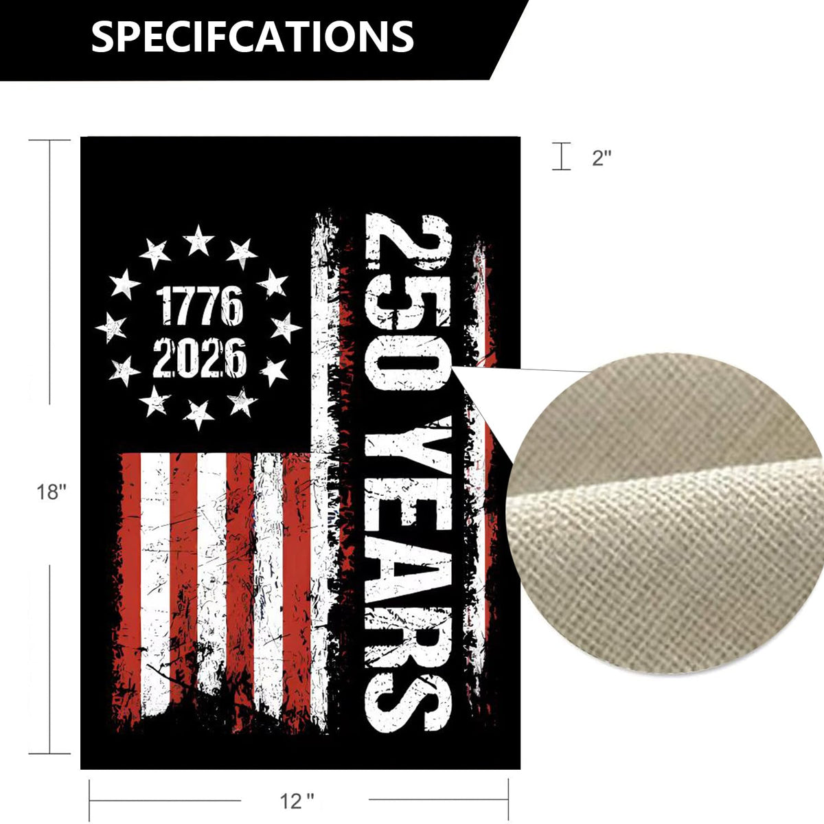 250 Years America Garden Flag,Blessings 250th years Anniversary USA Patriotic Banner