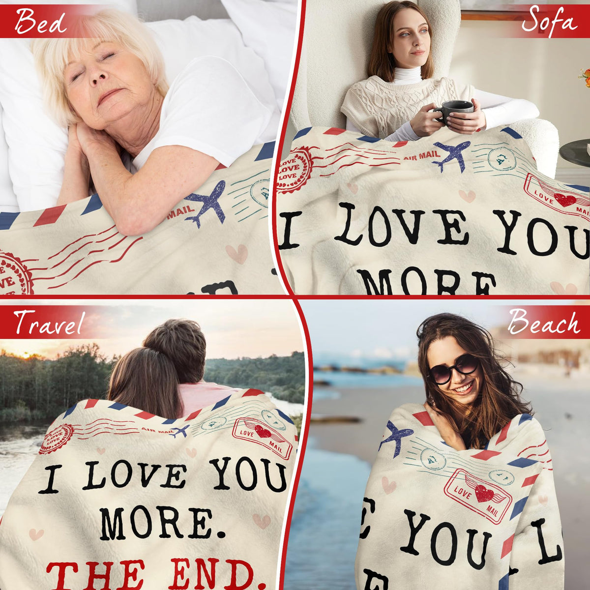 Christmas Anniversary Couple Gifts for Women - I Love You More Soft Fleece Throw Blanket 50x60 in