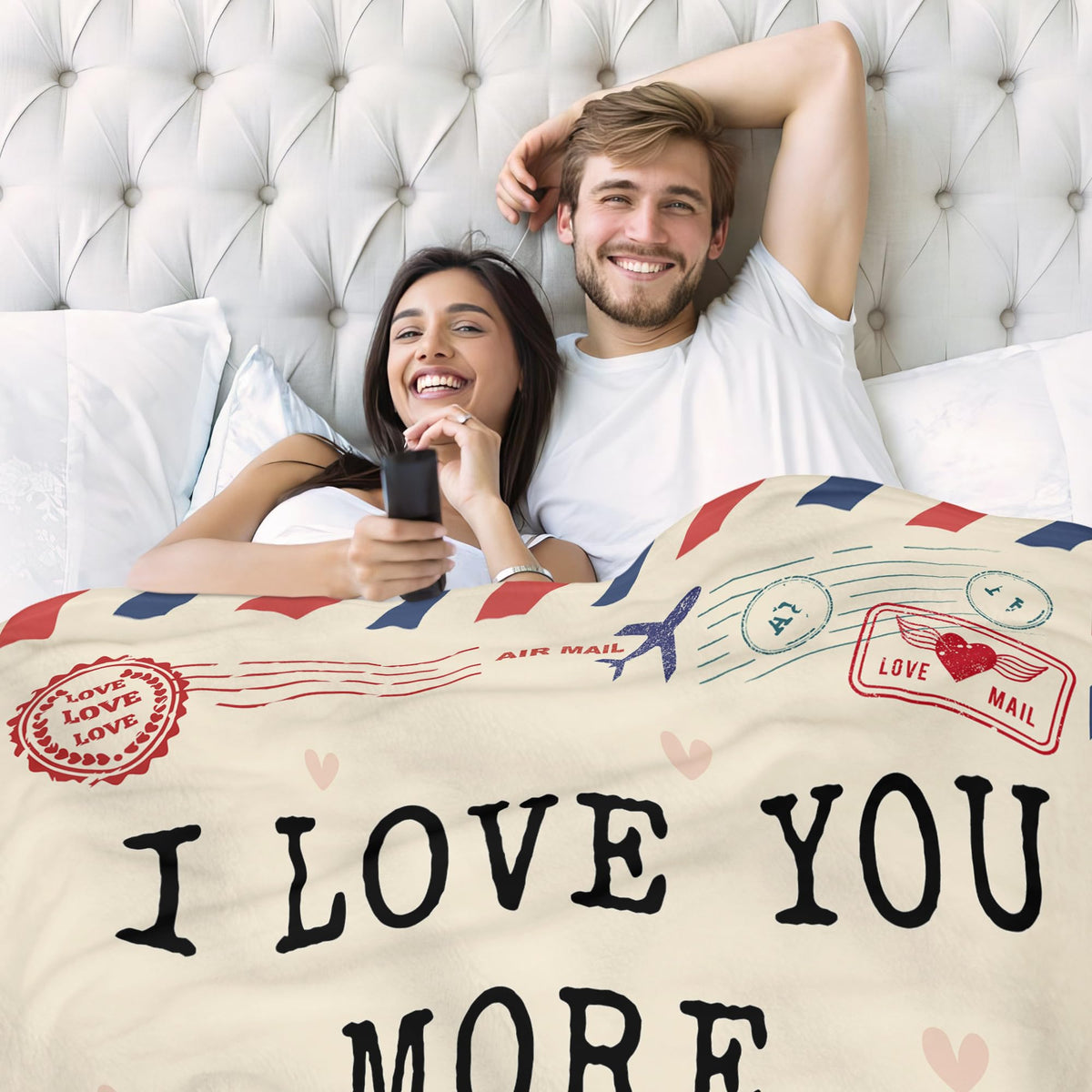 Christmas Anniversary Couple Gifts for Women - I Love You More Soft Fleece Throw Blanket 50x60 in