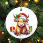 Christmas Highland Cow Gifts for Women - Ceramic Christmas Ornaments 2025 - Birthday Gifts for Mom Dad Family