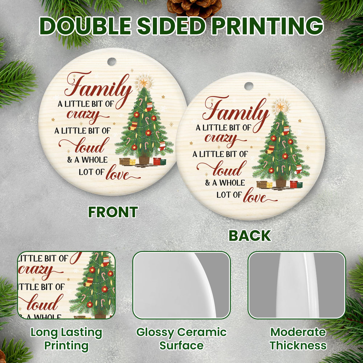 Christmas Ornament Gifts for Women Men - Ceramic Christmas Ornaments 2025 for Tree Decorations - Family Birthday Gifts for Mom Dad, Sister