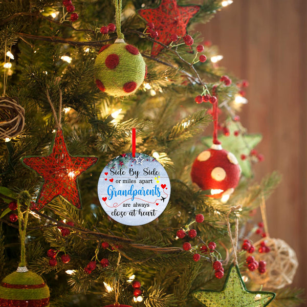 Side by Side Or Miles Apart Grandparents are Always Close at Heart Christmas Ornaments