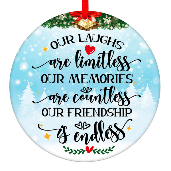 Our Friendship is Endless Christmas Ornaments Friend Gifts for Women, Best Friend Ornaments for Christmas Tree
