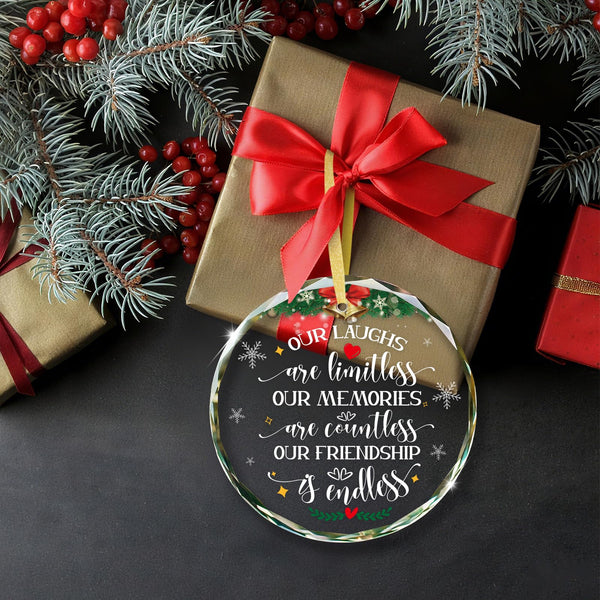 Our Friendship is Endless Christmas Ornaments Gifts for Women - Glass Best Friend Ornaments for Christmas Tree Decorations