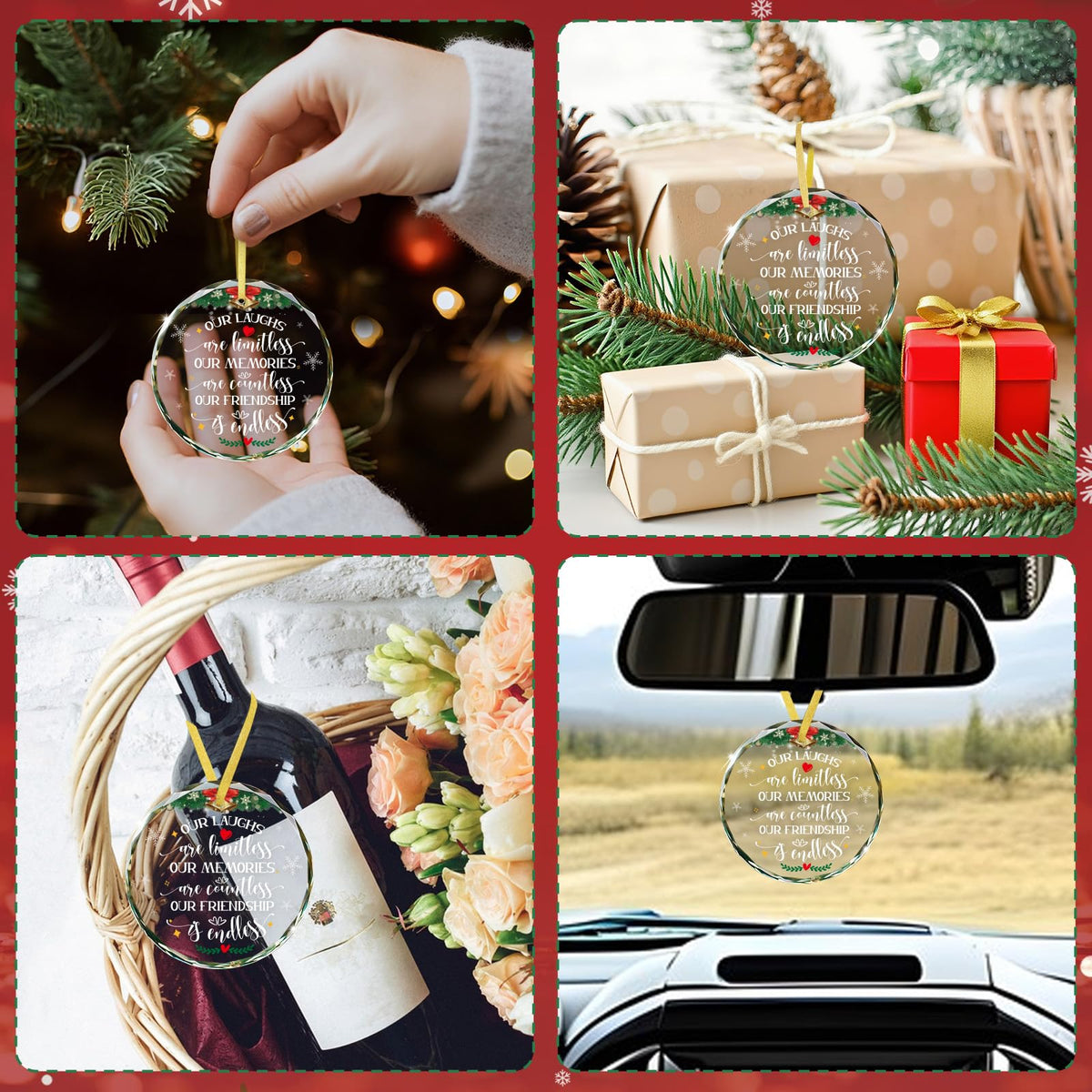 Our Friendship is Endless Christmas Ornaments Gifts for Women - Glass Best Friend Ornaments for Christmas Tree Decorations