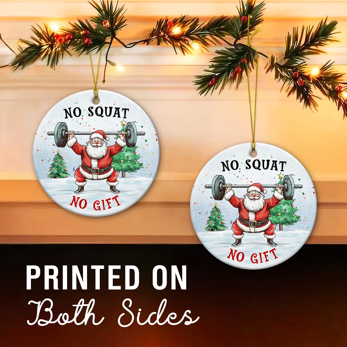 Weight Lifting Christmas Ornament 2025 - Santa Weight Lifting Gifts for Men, Weightlifters