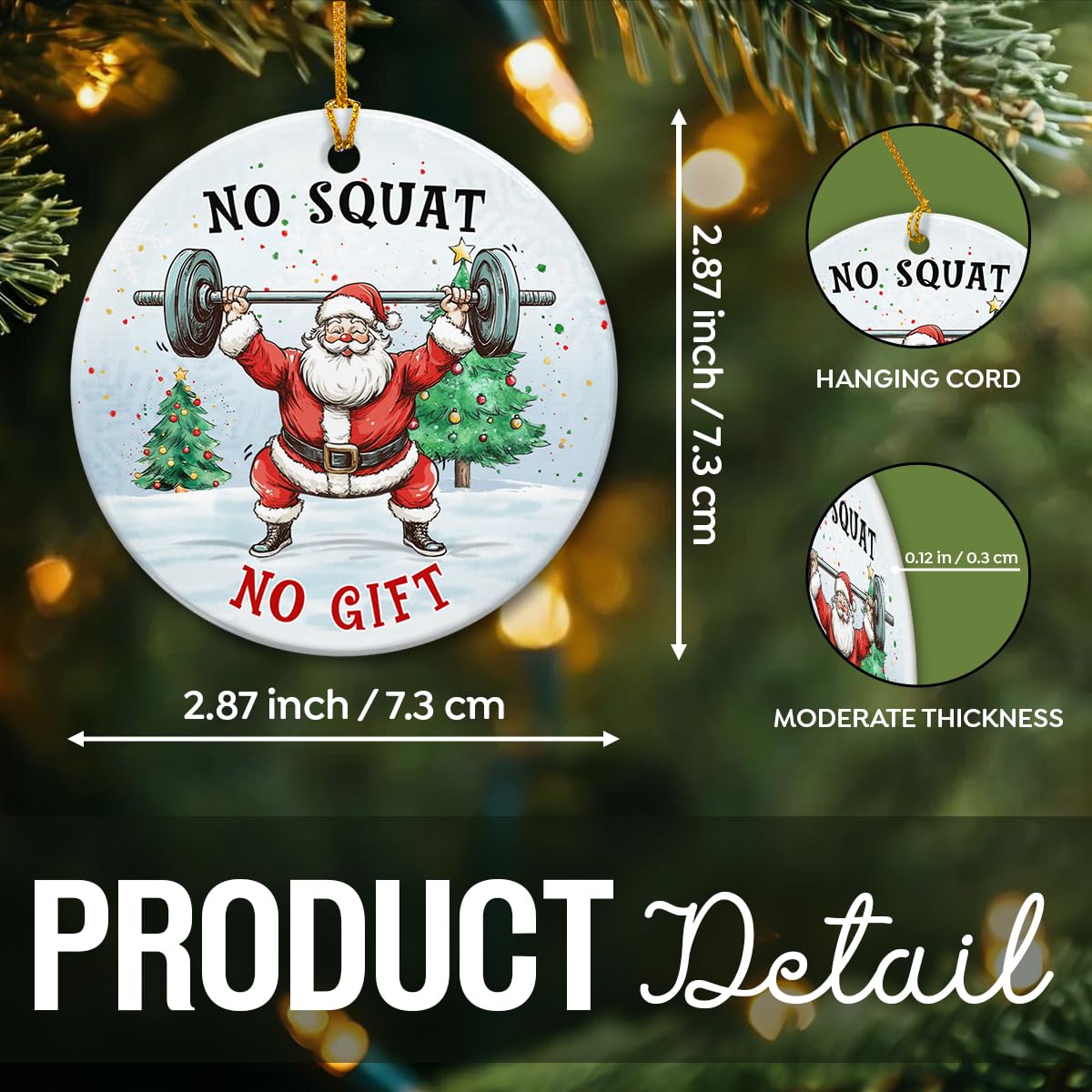 Weight Lifting Christmas Ornament 2025 - Santa Weight Lifting Gifts for Men, Weightlifters