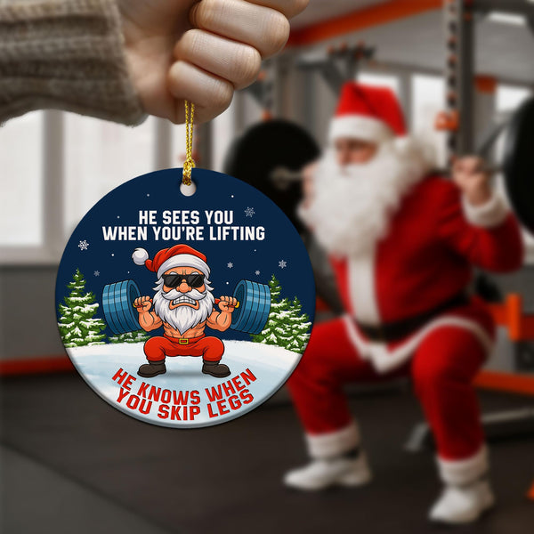 Weight Lifting Ornaments for Christmas Tree - Santa Dumbbell Gym Ornament 2025