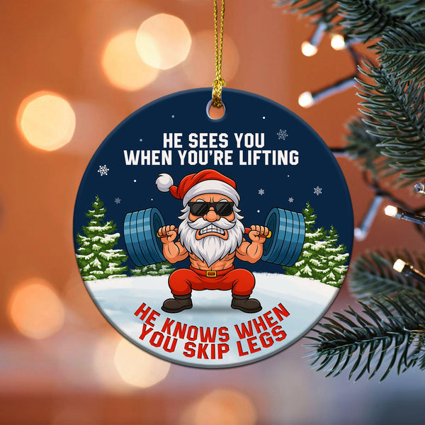 Weight Lifting Ornaments for Christmas Tree - Santa Dumbbell Gym Ornament 2025