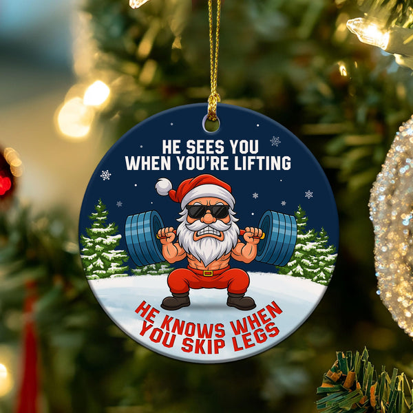 Weight Lifting Ornaments for Christmas Tree - Santa Dumbbell Gym Ornament 2025