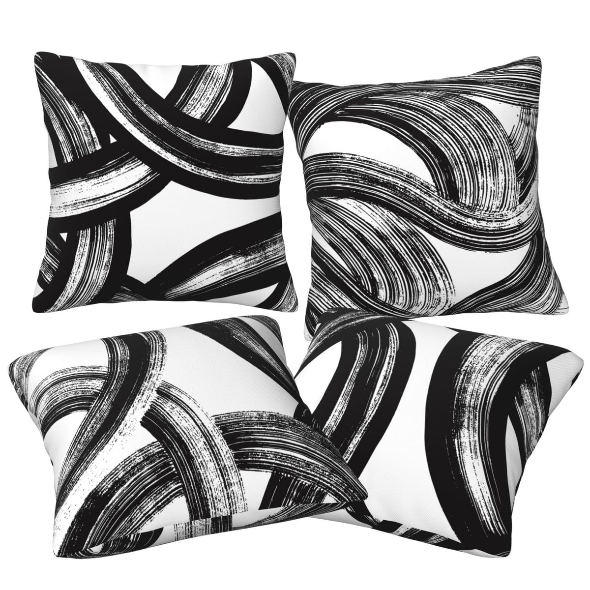 Black and White Striped Throw Pillows Covers 18x18 Set of 4 Abstract Art Decorative Square Pillow Case