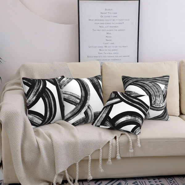 Black and White Striped Throw Pillows Covers 18x18 Set of 4 Abstract Art Decorative Square Pillow Case