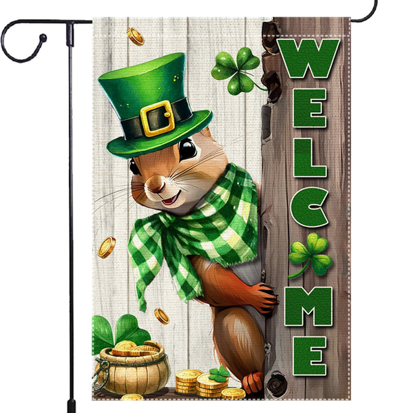 Welcome Garden Flag 12x18inch The Nut Squirrel Winter Garden Flags Yard Porch House Flag