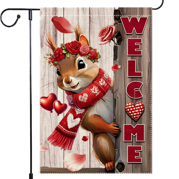 Welcome Garden Flag 12x18inch The Nut Squirrel Winter Garden Flags Yard Porch House Flag