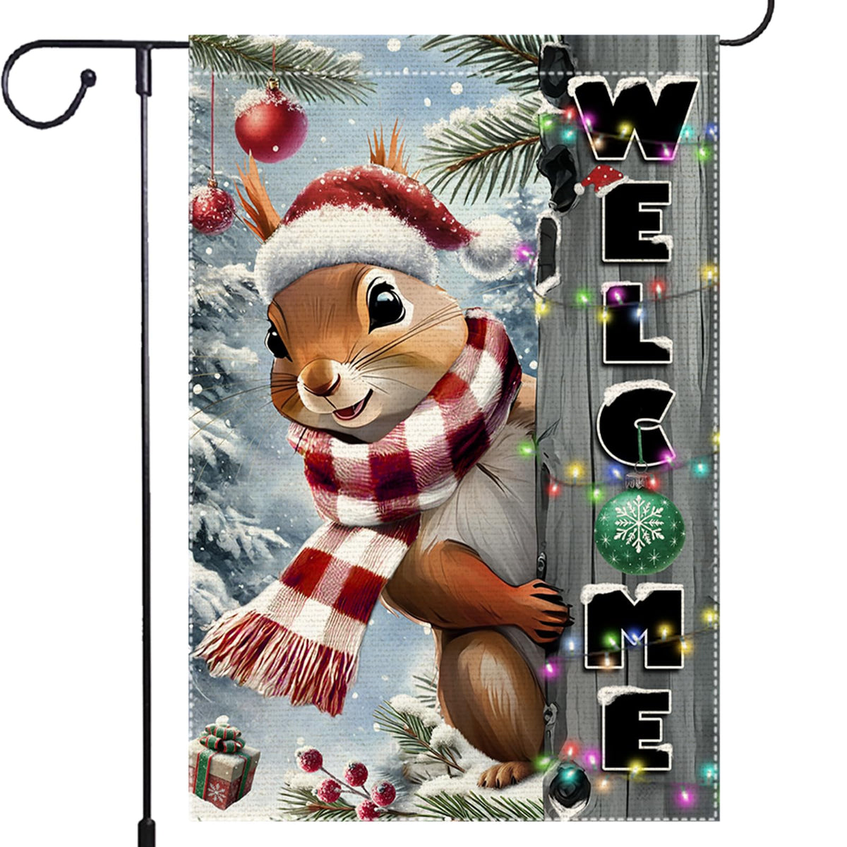 Welcome Garden Flag 12x18inch The Nut Squirrel Winter Garden Flags Yard Porch House Flag
