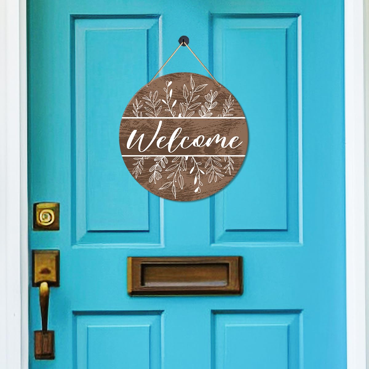 Welcome Sign Front Door Decor, Welcome Wood Hanging Sign Decor Farmhouse Wall Sign Decorations for Door, Porch, Home, Housewarming Gift