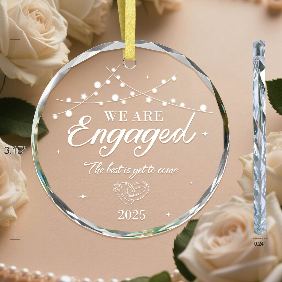 Engagement Ornament 2025 - Engagement Gifts for Couples Glass Ornament Gift for Newly Engaged