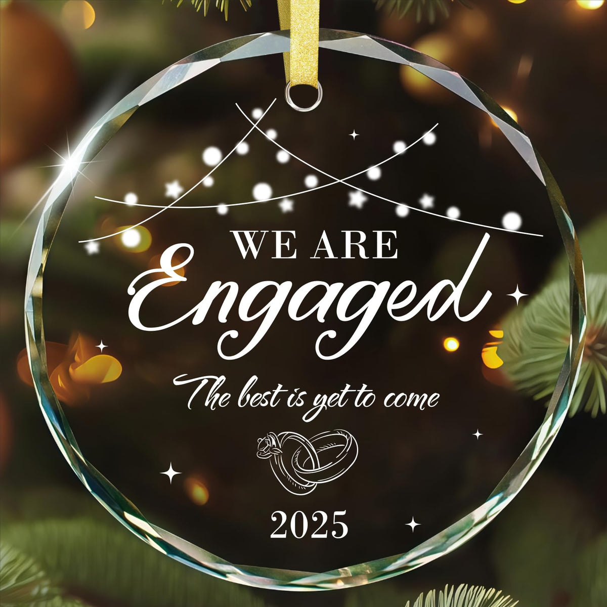 Engagement Ornament 2025 - Engagement Gifts for Couples Glass Ornament Gift for Newly Engaged