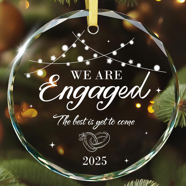 Engagement Ornament 2025 - Engagement Gifts for Couples Glass Ornament Gift for Newly Engaged