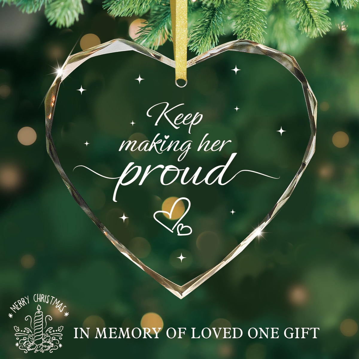 eep Making Her Proud Ornament - Memorial Christmas Tree Decor for Loss of Mom Glass Remembrance