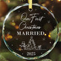 Engagement Gifts for Couples - Our First Christmas Married 2025 Glass Ornament for Christmas Tree