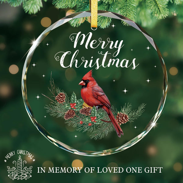 Glass Cardianl Christmas Ornament - Sympathy Memorial Ornament Gift for Loss of Loved One Keepsake