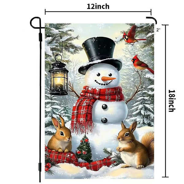Winter Snowman Garden Flags 12x18 1-Sided, Small Burlap Seasonal Cardinal Snow Garden Flag Xmas Winter