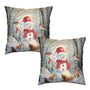Winter Snowman Throw Pillow Covers 18x18 Set of 2 Christmas Snowflakes Cardinal Birds Animal