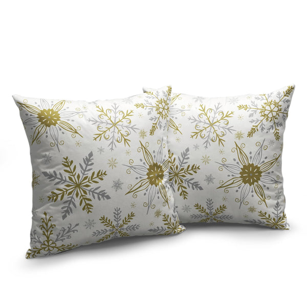 Christmas Snowflake Pillow Covers White Gold Gray Xmas Throw Pillow Cases 18x18 Set of 2
