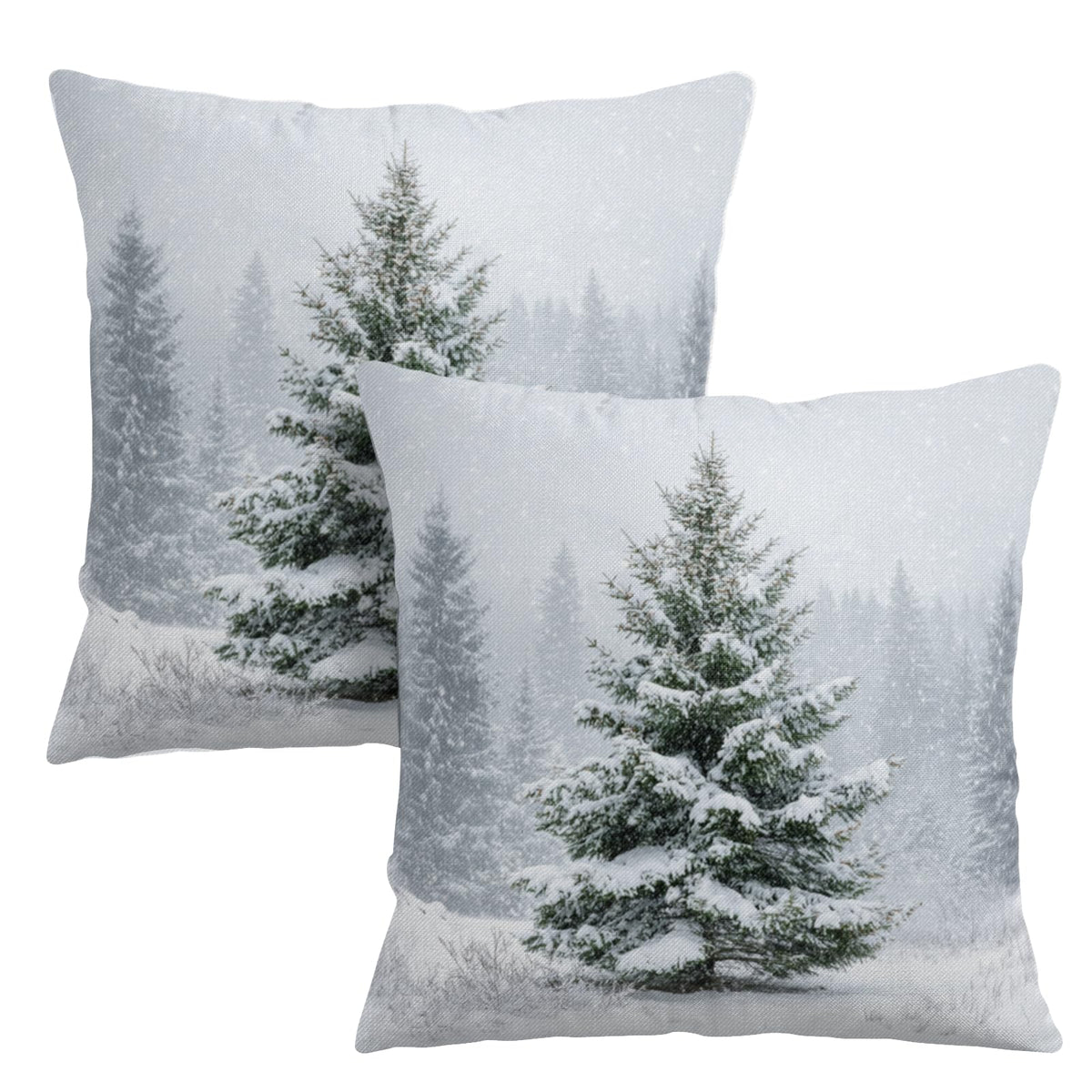Winter Pillow Covers 18x18 Set of 2 Christmas Pine Tree Decorative
