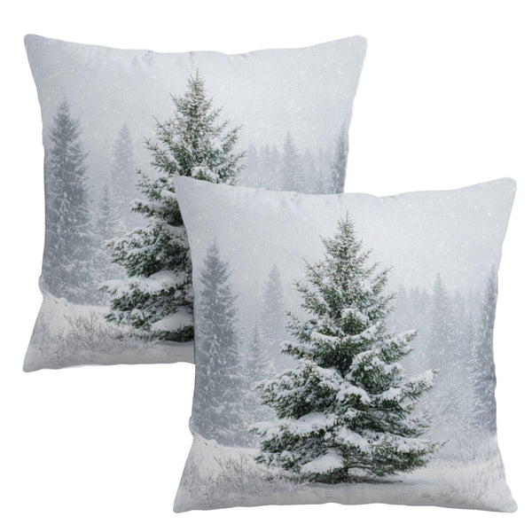 Winter Pillow Covers 18x18 Set of 2 Christmas Pine Tree Decorative