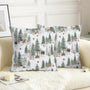 Winter Pillow Covers 18x18 Set of 2 Vintage Rustic Forest Pine Tree Snow Animals Print
