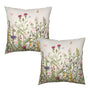 Spring Vintage Floral Pillow Covers 18x18 Set of 2 Sage Green Wildflower Plant