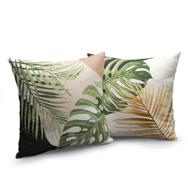 Tropical Palm Leaves Decorative Throw Pillow Covers 18x18 Inch Set of 2 Summer Green Banana Leaf Monstera Plant