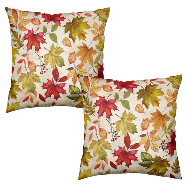Fall Leaves Pillow Covers 18x18 Set of 2 Maple Leaf Throw Pillows Autumn Harvest Holiday Pillow Cases