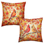 Maple Leaf Cardinal Fall Outdoor Pillow Covers 18x18 Set of 2 Autumn Harvest Red Birds Maple Forest