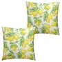 Lemon Pillow Covers 18x18 Set of 2 Summer Fruit Yellow Lemon with Green Leaf Floral