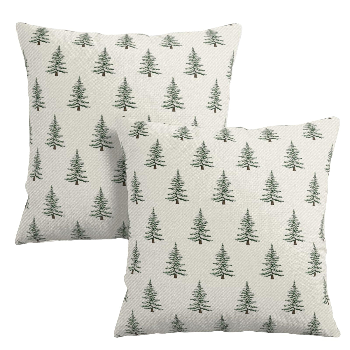 Christmas Tree Throw Pillow Covers Green White Xmas Pillow Cases 18x18 Inch Set of 2