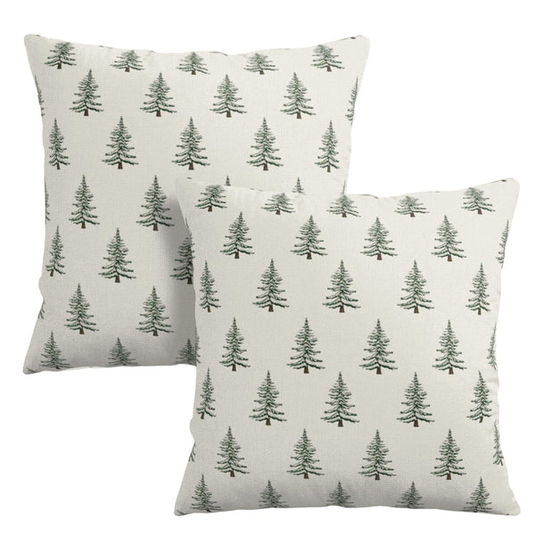 Christmas Tree Throw Pillow Covers Green White Xmas Pillow Cases 18x18 Inch Set of 2