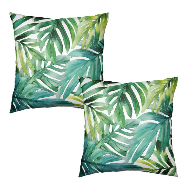 Green Tropical Leaves Throw Pillow Covers Summer Palm Leaf Pillow Covers 18x18 Set of 2 Monstera Plant