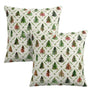Christmas Throw Pillow Covers 18x18 Set of 2 Watercolor Green Red Xmas Tree Rustic Style Print