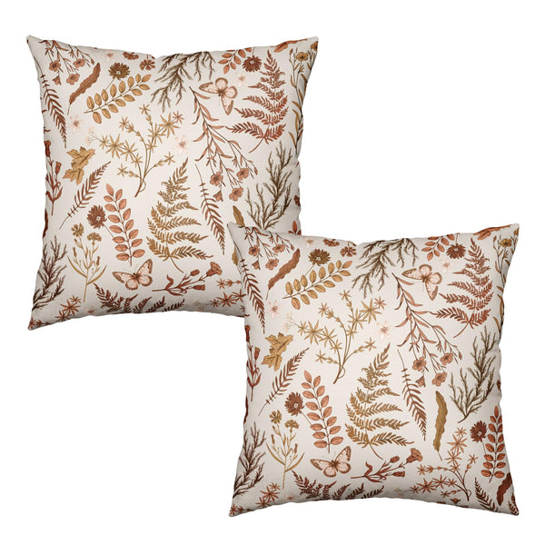 Burnt Orange Fall Floral Pillow Covers 18x18 Set of 2 Seasonal Autumn Wildflower Rustic