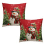 Snowman Christmas Red Throw Pillow Covers 18x18 Set of 2 Winter Snow Snowman Pine Tree