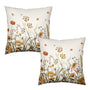 Fall Floral Pillow Covers 18x18 Set of 2 Burnt Orange Wild Flowers Throw Pillows Case Autumn