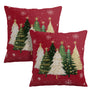 Red Christmas Decorative Pillow Covers 18x18 Set of 2 Watercolor Xmas Tree Snowflakes