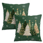 Green Christmas Outdoor Pillow Covers 18x18 Set of 2 White Gold Xmas Tree Snowflakes Pillow Case Rustic