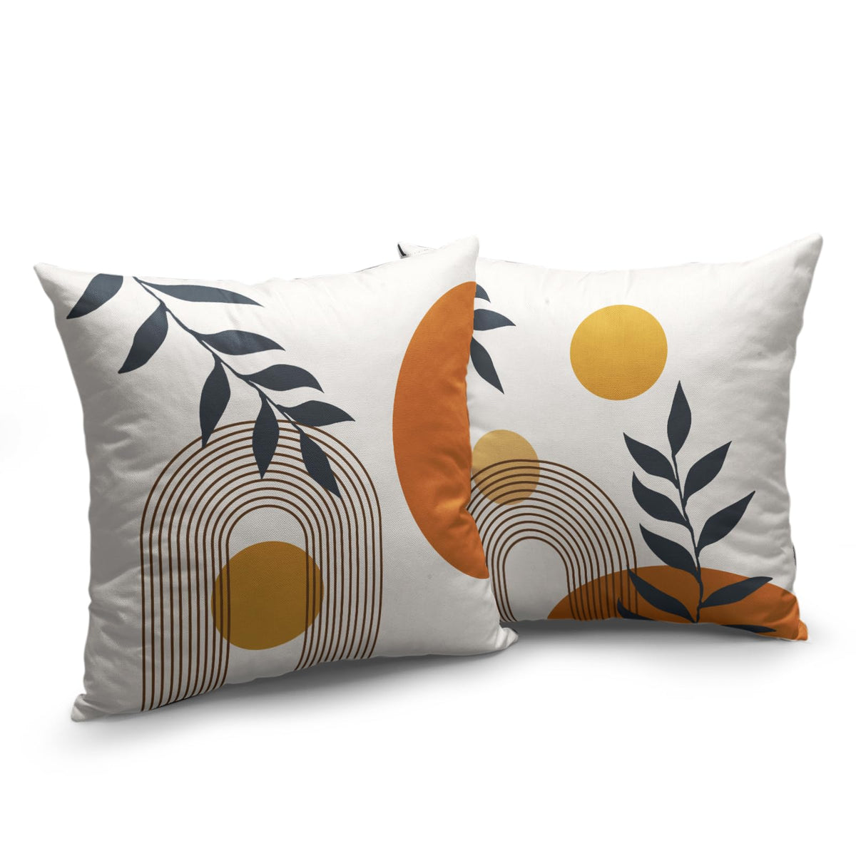Boho Abstract Sun Pillow Covers Mid Century Modern Throw Pillow Covers Minimalist Geometric Leaf Decorative
