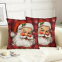 Santa Claus Christmas Pillow Covers 18x18 Set of 2 Red and Black Buffalo Plaid Xmas Snowflakes