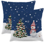 Navy Blue Christmas Pillow Covers 18x18 Set of 2 Farmhouse Snowman Snowflake