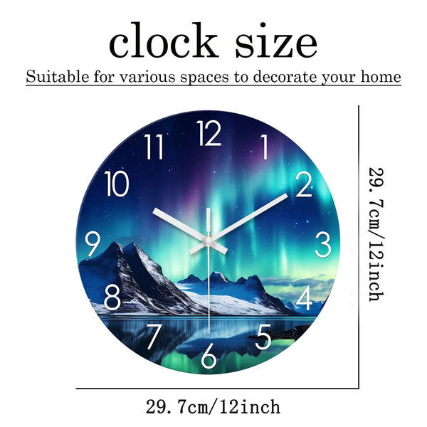 Teal Glass Wall Clocks Battery Operated 12 Inch Aurora Modern Glass Wall Clocks for Living Room Decor
